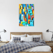 Abstracte Cityscape Buildings Skyscrapers Art Canvas Afdruk (Insitu (Slaapkamer))