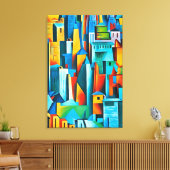Abstracte Cityscape Buildings Skyscrapers Art Canvas Afdruk (Insitu (Woonkamer))