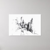 Abstracte Cityscape Uitzicht Sketch - Premium Canvas Afdruk (Voorkant)