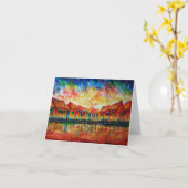 Abstracte Cityscape XX van het Dorp - Notecard Kaart (Gele Bloem)