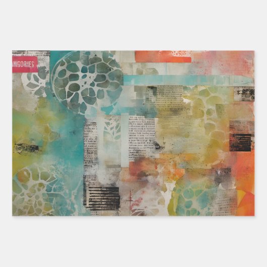 Abstracte collage gemengde media Abstract Inpakpapier Vel (Voorkant)