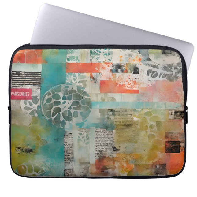 Abstracte collage gemengde media Abstract Laptop Sleeve (Voorkant)