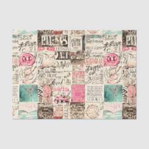Abstracte Collage met Berichten Weefselpapier Tissuepapier
