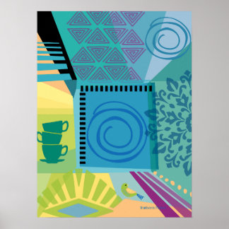 Abstracte Collage met Teacups Poster