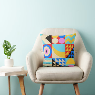 Abstracte Colorful Moderne Geometric Familienaam Kussen