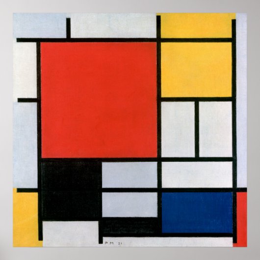 Abstracte compositie van Piet Mondriaan Poster (Voorkant)