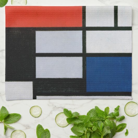 Abstracte compositie van Piet Mondriaan Theedoek (Gevouwen)