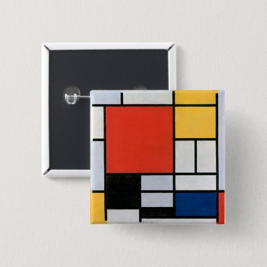  Abstracte compositie van Piet Mondriaan Vierkante Button 5,1 Cm (Voorkant /achterkant)