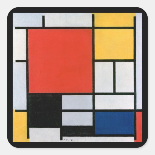  Abstracte compositie van Piet Mondriaan Vierkante Sticker (Voorkant)