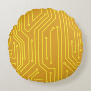 Abstracte computerapparatuur rond kussen
