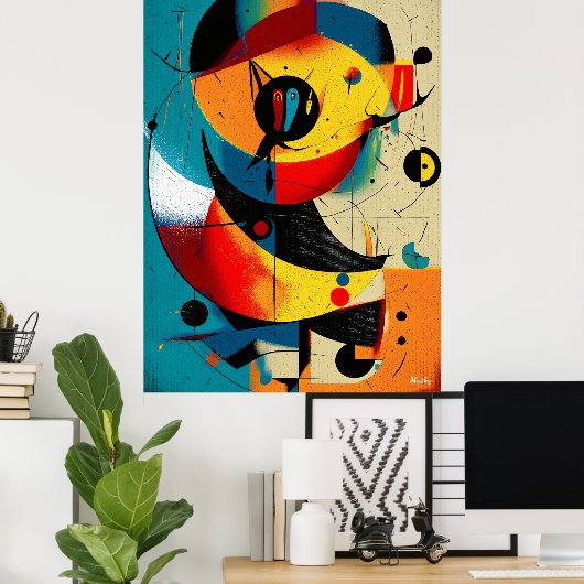Abstracte constructivistische zonne-mid-century poster (Thuiskantoor)