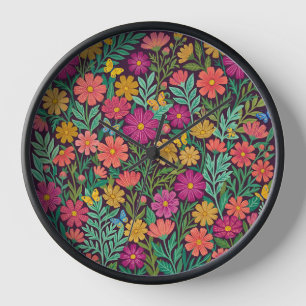Abstracte Cosmos Bloemen & Vlinders Kunst Klokken