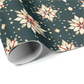 Abstracte Cream en Rode Kerststerren Cadeaupapier (Rol Hoek)