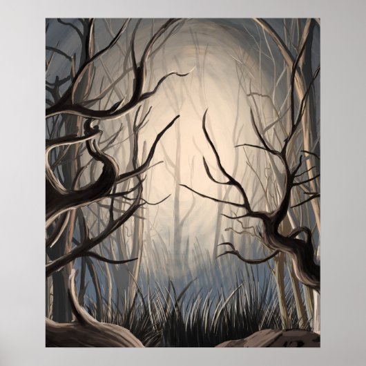 Abstracte Creepy Twisted Tree Branch Poster Afdruk (Voorkant)