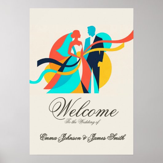 Abstracte Crème Huwelijksposter Poster (Voorkant)