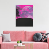 Abstracte Crimson Moon Wrapped Canvas Print (Insitu (Woonkamer))