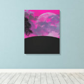 Abstracte Crimson Moon Wrapped Canvas Print (Insitu (Houten vloer))