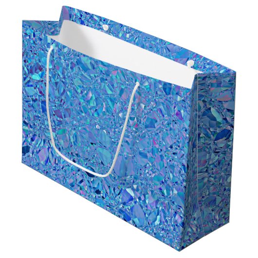 Abstracte Crystal Turquoise en Blue Groot Cadeauzakje (Voorkant Gekanteld)