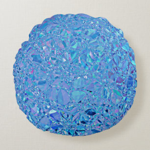 Abstracte Crystal Turquoise en Blue Rond Kussen