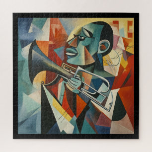 Abstracte Cubistische Jazz Trompettist Legpuzzel
