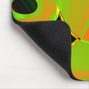 Abstracte curven in limoengroen met oranje bad     muismat