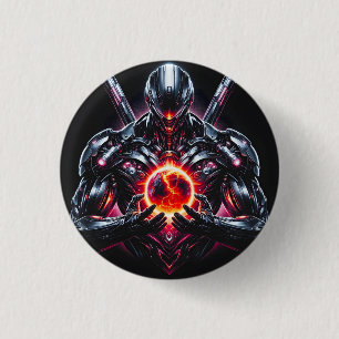 Abstracte Cyber Kosmische Gardiaan Futuristische R Ronde Button 3,2 Cm