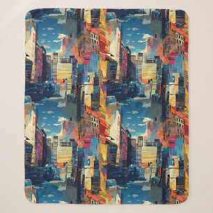 Abstracte cyberpunk stadsgezicht skyline (4) sherpa deken