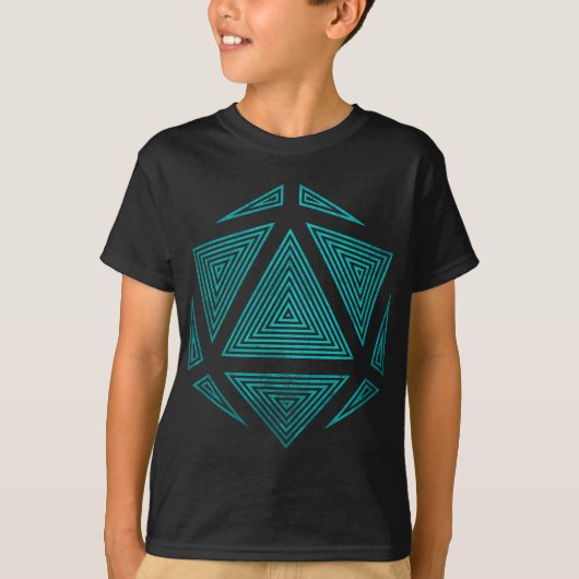 Abstracte D20 Dungeon Crawler Dragon Master RPG DM T-shirt (Voorkant)