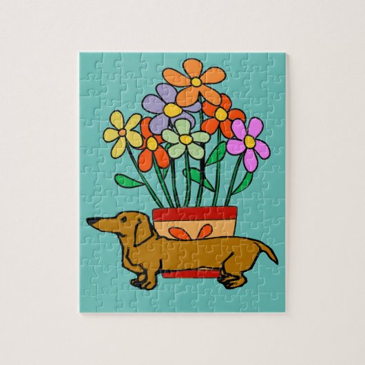 Abstracte Dachshund Jigzaag Puzzle Legpuzzel (Verticaal)