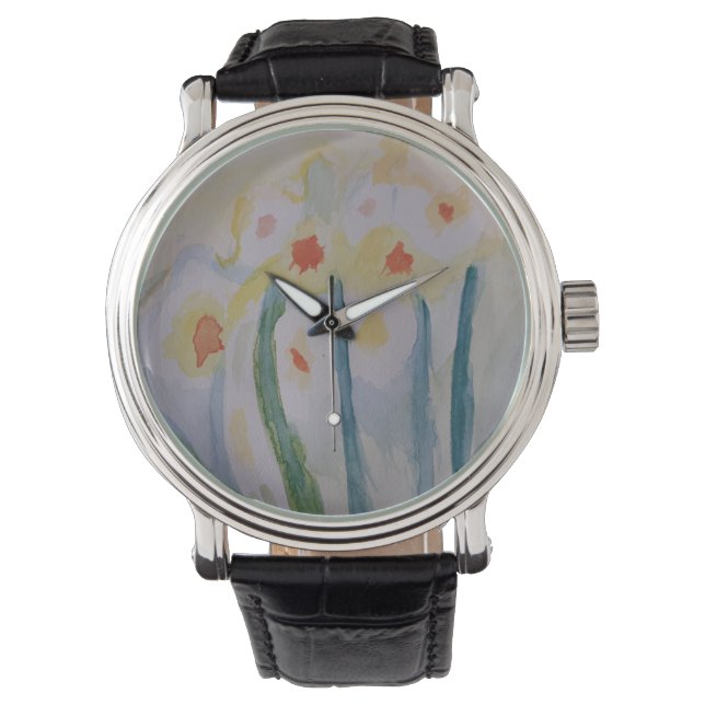 Abstracte Daffodils Horloge (Voorkant)