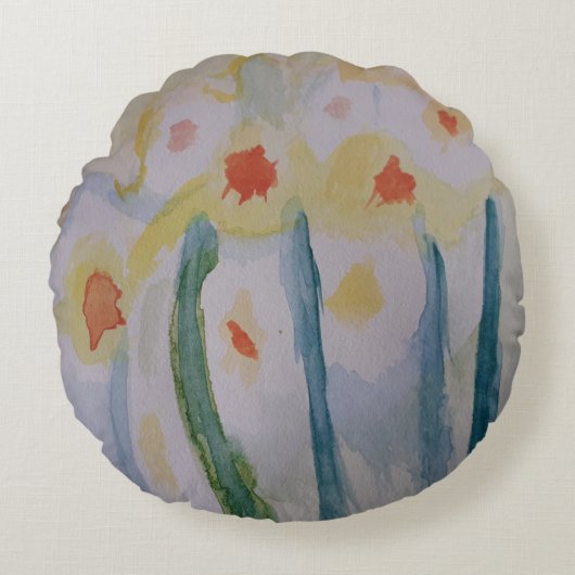 Abstracte Daffodils Rond Kussen (Voorkant)
