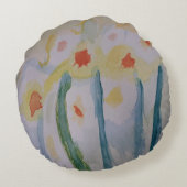 Abstracte Daffodils Rond Kussen (Achterkant)