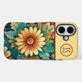 Abstracte Daisy en bladeren Botanische Monogrammed Case-Mate iPhone Case (Achterkant (horizontaal))