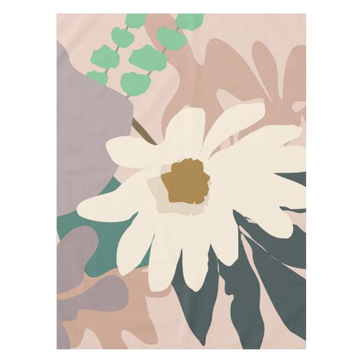 Abstracte Daisy Floral Foliage Modern Home Decor Tafelkleed (Voorkant)