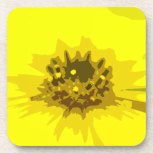 Abstracte Daisy Flower in Colorful Vivid Yellow Bier Onderzetter