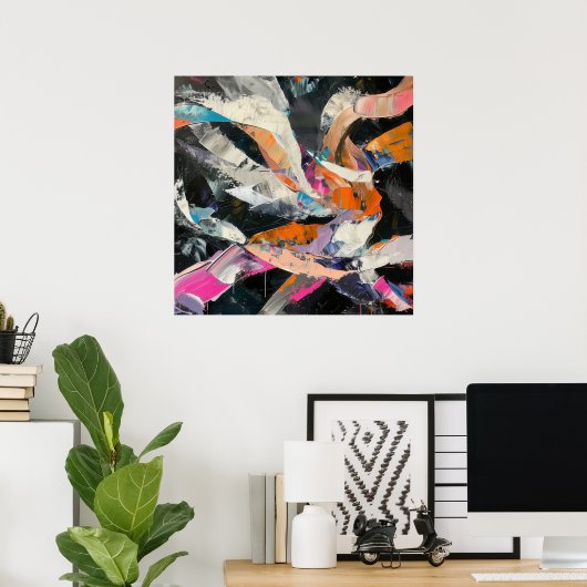 Abstracte danser in dynamische beweging poster (Thuiskantoor)