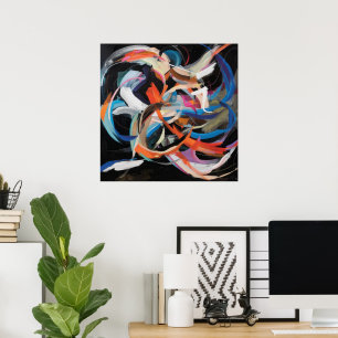 Abstracte danser in dynamische beweging poster