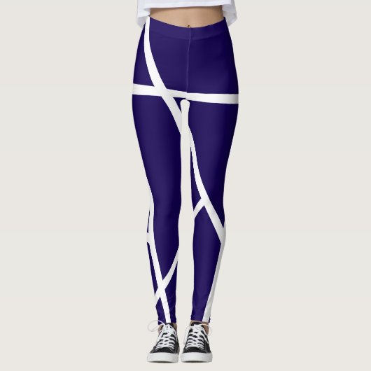 Abstracte Dark Blue White Minimalism Leggings (Voorkant)
