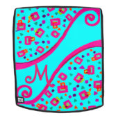 ABSTRACTE DECO MONOGRAM Blue Pink Fuchsia Swirls Rugtassen (Verwijderbaar gezicht)