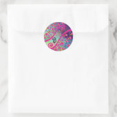 ABSTRACTE DECO MONOGRAM Roze Fuchsia Blue Swirls Ronde Sticker (Tas)