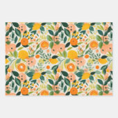 ABSTRACTE DECORATIEVE PAPIERSET VAN CITRUS EN BLOE INPAKPAPIER VEL (Voorkant 3)