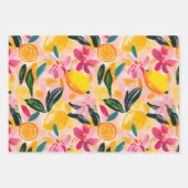 ABSTRACTE DECORATIEVE PAPIERSET VAN CITRUS EN BLOE INPAKPAPIER VEL (Voorkant)