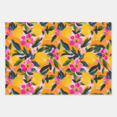 ABSTRACTE DECORATIEVE PAPIERSET VAN CITRUS EN BLOE INPAKPAPIER VEL (Voorkant 3)