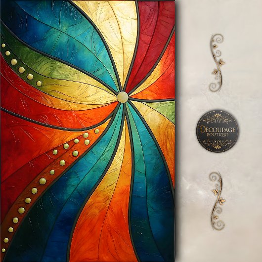 Abstracte decoupage met stralingsspiraal tissuepapier