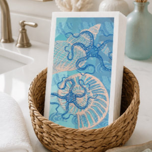 Abstracte Deep Blue Sea papieren gastendoekjes Servet