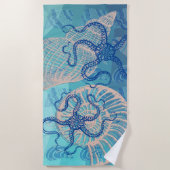 Abstracte Deep Blue Zee Print Beach Towel Strandlaken (Voorkant)