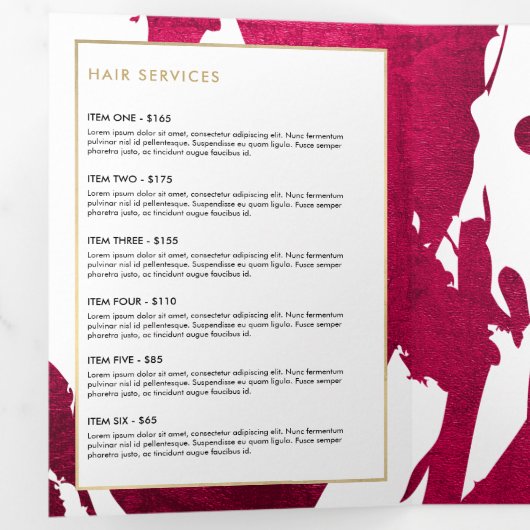 Abstracte Deep Ruby Red Brushstrokes Brochure Drieluik Kaart (Binnenzijde eerst)