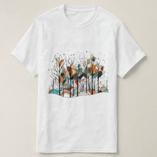 Abstracte dennenbomen t-shirt