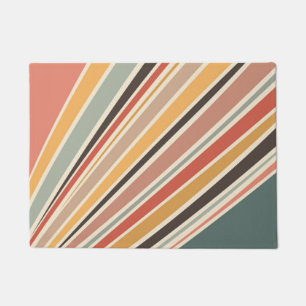 Abstracte diagonale retro stijl strepen deurmat