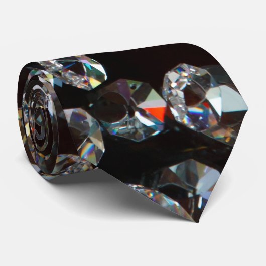 Abstracte diamanten op zwarte achtergrond stropdas (Opgerold)